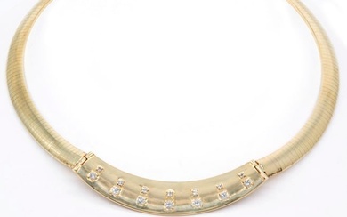14k Gold Omega Collar Necklace with Diamonds