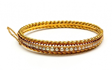 14krt. Gouden stijve armband, 19e eeuw