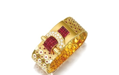 Gold, Ruby and Diamond Bracelet, 'Ludo-Hexagone', Van Cleef & Arpels