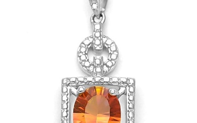 1.7CT Oval Azotic Topaz and Diamond Vintage Style Necklace in Platinum Over Sterling Silver