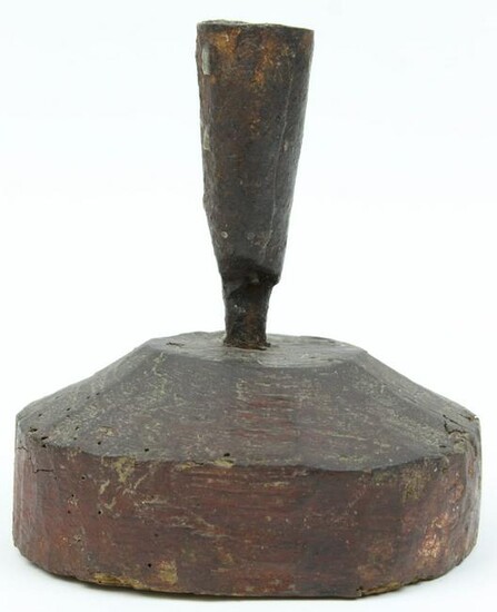 17th- 18th c Iron & Wood Candle Holder