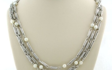 18 kt. Freshwater pearl, White gold - Necklace