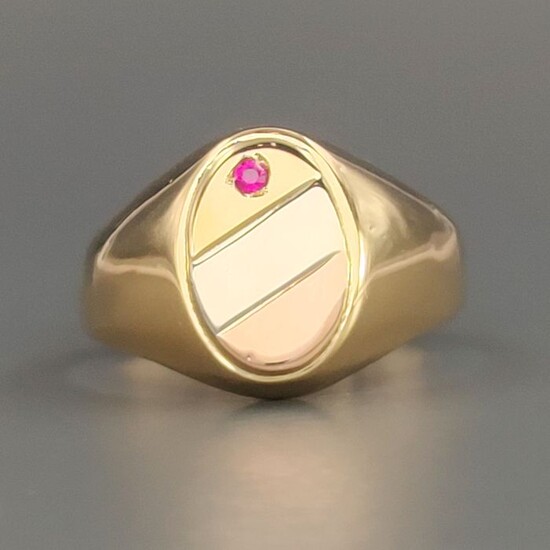 18 kt. Pink gold, White gold, Yellow gold - Ring - 0.03 ct Ruby