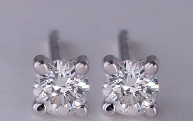 18 kt. White gold - Earrings - 0.40 ct Diamond