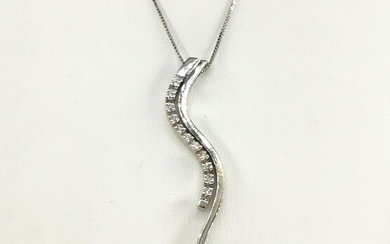 18 kt. White gold - Necklace with pendant - 0.17 ct Diamonds