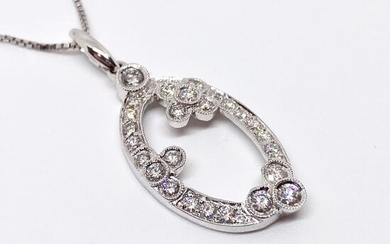 18 kt. White gold - Necklace with pendant - 0.95 ct Diamonds