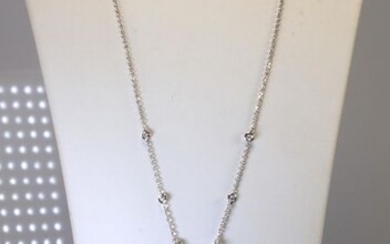 18 kt. White gold - Necklace with pendant - Aquamarine, Diamonds