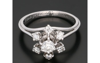 18 kt. White gold - Ring - 0.37 ct Diamond