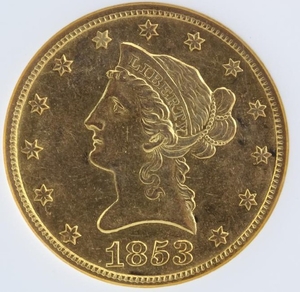 1853 O NGC AU58 $10 Gold American Eagle Coin