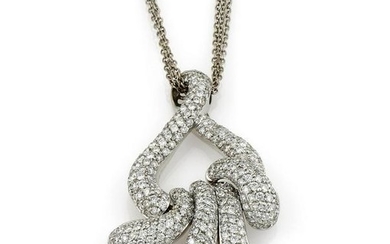 18Kt WG 9.45ct Pave Diamond Pendant Necklace