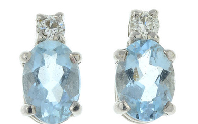 18ct gold aquamarine & diamond earrings.