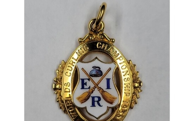 18k Gold With Enamel Medal 1934 World Curling Champions