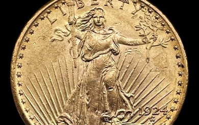 1924 US Saint Gaudens Double Eagle Gold Coin, BU