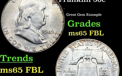 1949-d Franklin Half Dollar 50c Grades GEM FBL