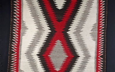 1950s Navajo Woven Wool Rug Eye Dazzler Pattern
