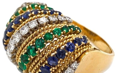 1960s VCA Van Cleef & Arpels Emerald Sapphire Diamond Ring