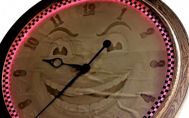 1976 Large Carol Bouman Moon Face Neon Clock