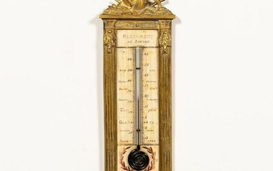 19TH C., FRENCH GILT BRONZE WALL THERMOMETER