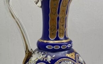 19TH C.BOHIAM GLASS EWER FOR PERSIAN MARKET
