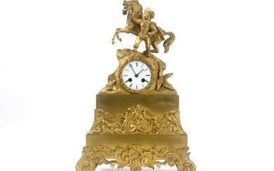 19th Cent. clock with case in gilded bro