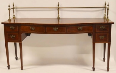 19th Century Inlaid Mahogany Sideboard With Brass