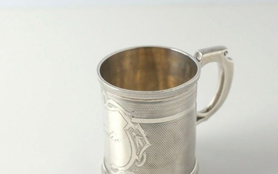 19th Century Wood & Hughes 900 Coin Silver Child's Mug machine engraved