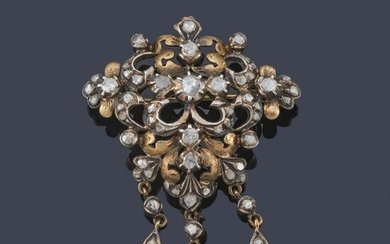 19th Century brooch in 18K yellow gold with openwork