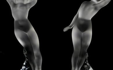 (2 Pc) Lalique "Danseuse" Crystal Figurines