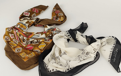 2 Vintage silk and chiffon foulard