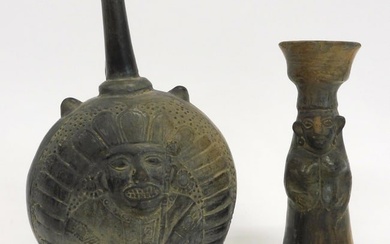(2) pieces of pre-Columbian Incan pottery to