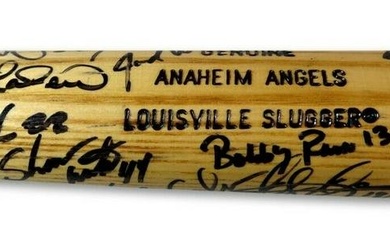 2002 Anaheim Angels Team Signed Autographed Bat Glaus Salmon 38 Sigs JSA