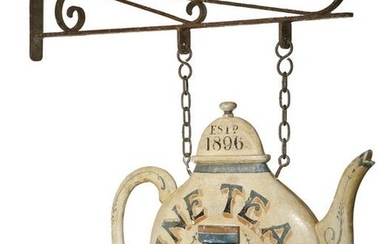 20TH C. TEAPOT TRADE SIGN WITH BRACKET
