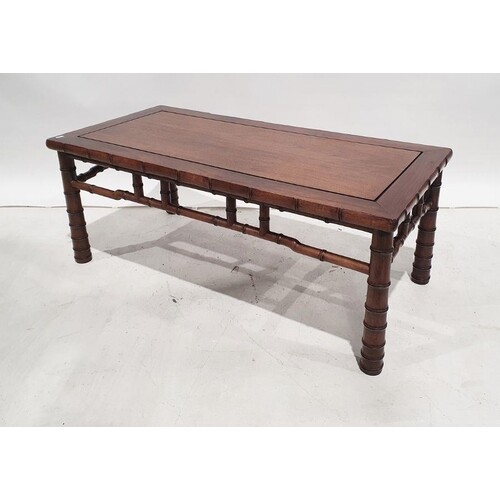 20th century Chinese hardwood rectangular coffee table on ba...