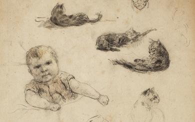 Paul Gauguin (1848-1903), Etudes de chats et d'enfant