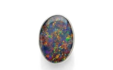 OPAL TRIPLET AND GOLD RING, ca. 1970.