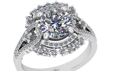 2.53 Ctw SI2/I1 Diamond 14K White Gold Engagement Halo Ring