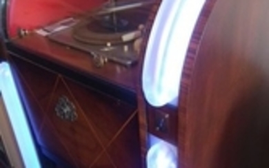 Barco buizenradio met platenspeler jaren 50 zeer zeldzaam - Barco Radio met Platenspeler wisselaar in kast met ledverlichting - 78 rpm Grammophone player