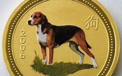 Australia - 50 Dollars 2006 - Year of the Dog - Colored - 1/2 oz - Gold