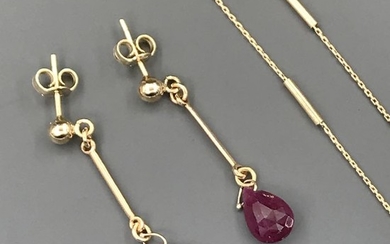 18 kt Yellow gold - Ruby set