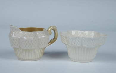2pc Belleek Porcelain Sugar Bowl and Creamer, Erne