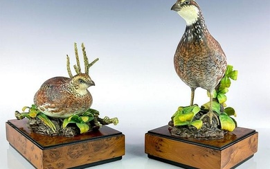 2pc Royal Worcester Figures with Bases, Bob-White Quail