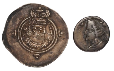2x Ancient Persian Coins, comprising; Sasanian Empire, Silver Drachm, Khusru...