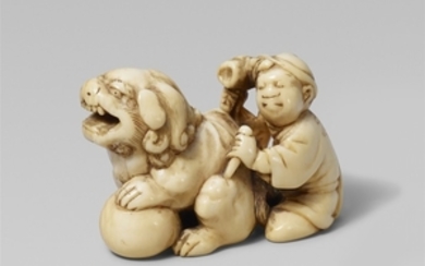 An ivory netsuke of a sculptor, by Sekkô. Mid-19th century