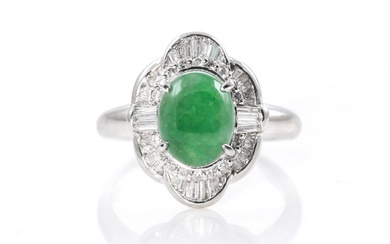 3.41ct Jade and Diamond Ring