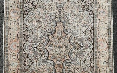 4' X 6' Semi-Antique Silk Kashmir Tabriz Rug