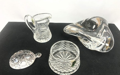 4pc Crystal Lot. WATERFORD Crystal. Sugar, creamer, and