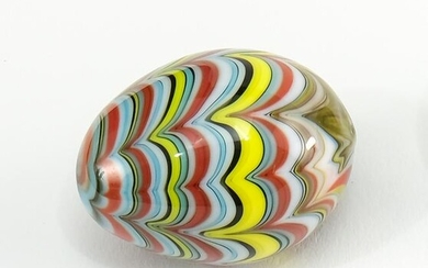 5 Handblown Glass Marbles and Art Glass Egg