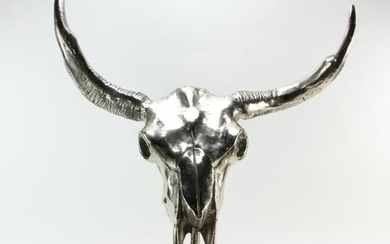 Polished Aluminum Steer Skull Sculpture