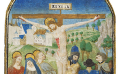 THE CRUCIFIXION, miniature cut from a Book of Hours, illuminated manuscript on vellum [eastern France, c.1450s-60s]