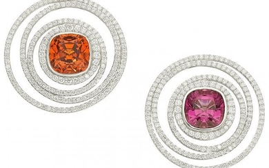 55011: Garnet, Diamond, Platinum Earrings, Tiffany & Co